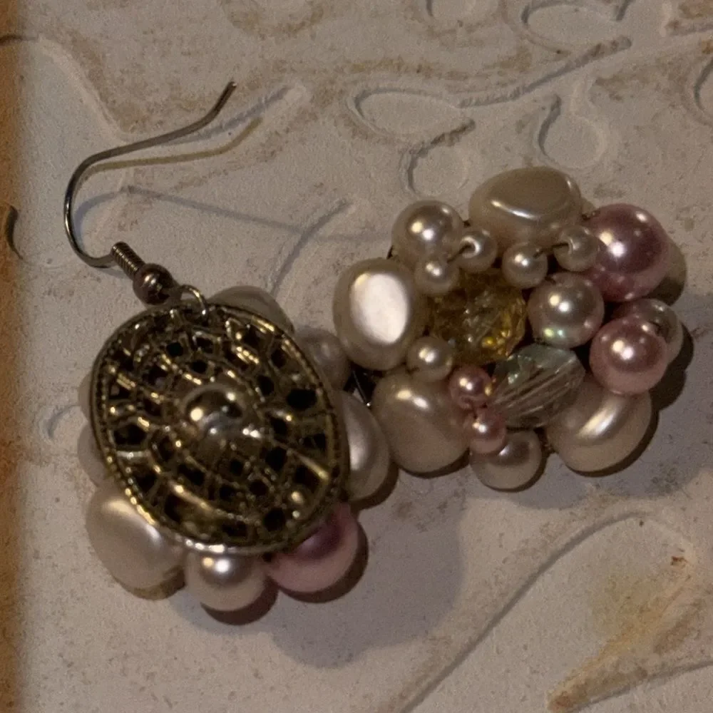 Faux Pearl & Crystal earrings- japan
